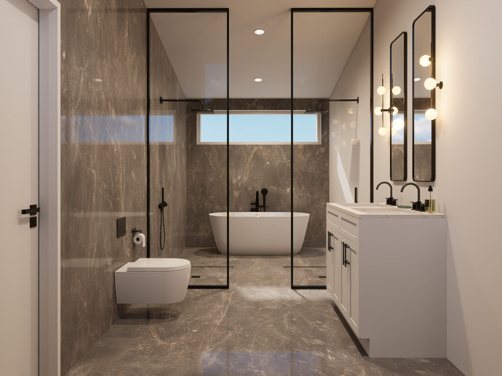 3D visualisering af badeværelse før renovering